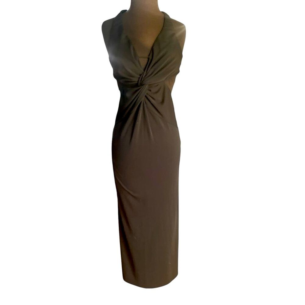 Vtg 90s Mobwife Halter Sexy Cutout Goth Maxi Stretch Dress Womens Size 6 Vamp